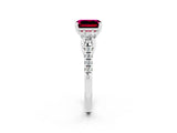 White gold Three-Stone Emerald Cut Garnet Pavé Band with Four-Prong Setting_2