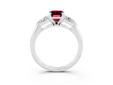 White gold Three-Stone Emerald Cut Garnet Ring with Pear Side Stones and Four-Prong Setting_3