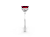 White gold Three-Stone Emerald Cut Garnet Ring with Pear  Side Stones in Four-Prong Setting_14