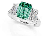 White gold Three-Stone Emerald Cut Green Sapphire Braided Band Ring with Four-Prong Setting_37