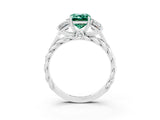 White gold Three-Stone Emerald Cut Green Sapphire Braided Band Ring with Four-Prong Setting_39