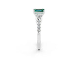 White gold Three-Stone Emerald Cut Green Sapphire Pavé Band with Four-Prong Setting_2