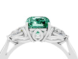 White gold Three-Stone Emerald Cut Green Sapphire Ring with Pear  Side Stones in Four-Prong Setting_16