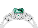 White gold Three-Stone Emerald Cut Green Sapphire Ring with Pear  Side Stones in Four-Prong Setting_52