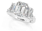 White gold Three-Stone Emerald Cut Moissanite Braided Band Ring with Four-Prong Setting_37