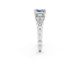 White gold Three-Stone Emerald Cut Moissanite Braided Band Ring with Four-Prong Setting_38