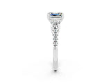 White gold Three-Stone Emerald Cut Moissanite Pavé Band with Four-Prong Setting_2