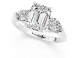 White gold Three-Stone Emerald Cut Moissanite Ring with Pear Side Stones and Four-Prong Setting_1