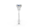 White gold Three-Stone Emerald Cut Moissanite Ring with Pear Side Stones and Four-Prong Setting_2