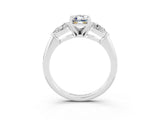 White gold Three-Stone Emerald Cut Moissanite Ring with Pear Side Stones and Four-Prong Setting_3