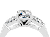 White gold Three-Stone Emerald Cut Moissanite Ring with Pear Side Stones and Four-Prong Setting_4