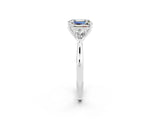 White gold Three-Stone Emerald Cut Moissanite Ring with Pear  Side Stones in Four-Prong Setting_14