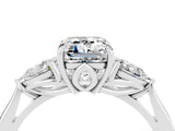 White gold Three-Stone Emerald Cut Moissanite Ring with Pear  Side Stones in Four-Prong Setting_16
