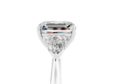 White gold Three-Stone Emerald Cut Moissanite Ring with Pear  Side Stones in Four-Prong Setting_17