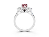 White gold Three-Stone Emerald Cut Morganite Pavé Band with Four-Prong Setting_3