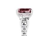 White gold Three-Stone Emerald Cut Morganite Pavé Band with Four-Prong Setting_5
