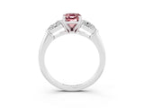 White gold Three-Stone Emerald Cut Morganite Ring with Pear Side Stones and Four-Prong Setting_3