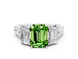 White gold Three-Stone Emerald Cut Peridot Braided Band Ring with Four-Prong Setting_36
