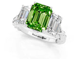 White gold Three-Stone Emerald Cut Peridot Braided Band Ring with Four-Prong Setting_37