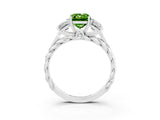 White gold Three-Stone Emerald Cut Peridot Braided Band Ring with Four-Prong Setting_39