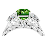 White gold Three-Stone Emerald Cut Peridot Braided Band Ring with Four-Prong Setting_40