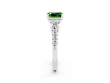 White gold Three-Stone Emerald Cut Peridot Pavé Band with Four-Prong Setting_2