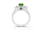 White gold Three-Stone Emerald Cut Peridot Pavé Band with Four-Prong Setting_3