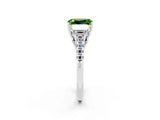 White gold Three-Stone Emerald Cut Peridot Ring with Pavé Band and Prong Setting_14
