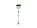White gold Three-Stone Emerald Cut Peridot Ring with Pear  Side Stones in Four-Prong Setting_14