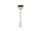 White gold Three-Stone Emerald Cut Peridot Ring with Pear  Side Stones in Four-Prong Setting_50