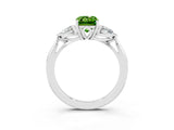 White gold Three-Stone Emerald Cut Peridot Ring with Pear  Side Stones in Four-Prong Setting_51