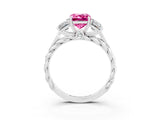 White gold Three-Stone Emerald Cut Pink Sapphire Braided Band Ring with Four-Prong Setting_63