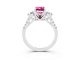 White gold Three-Stone Emerald Cut Pink Sapphire Pavé Band with Four-Prong Setting_27