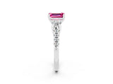 White gold Three-Stone Emerald Cut Pink Sapphire Pavé Band with Four-Prong Setting_38