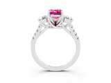 White gold Three-Stone Emerald Cut Pink Sapphire Pavé Band with Four-Prong Setting_39