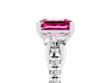 White gold Three-Stone Emerald Cut Pink Sapphire Pavé Band with Four-Prong Setting_53