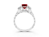 White gold Three-Stone Emerald Cut Ruby Braided Band Ring with Four-Prong Setting_39