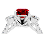 White gold Three-Stone Emerald Cut Ruby Pavé Band with Four-Prong Setting_4