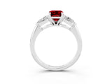 White gold Three-Stone Emerald Cut Ruby Ring with Pear Side Stones and Four-Prong Setting_3