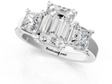 White gold Three-Stone Emerald Cut Solitaire Ring with Prong Setting_4