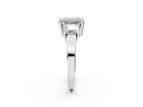White gold Three-Stone Emerald Cut Solitaire Ring with Prong Setting_5