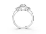 White gold Three-Stone Emerald Cut Solitaire Ring with Prong Setting_6