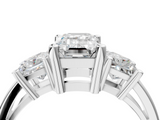 White gold Three-Stone Emerald Cut Solitaire Ring with Prong Setting_7