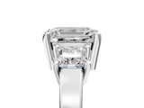 White gold Three-Stone Emerald Cut Solitaire Ring with Prong Setting_8