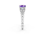 White gold Three-Stone Emerald Cut Tanzanite Braided Band Ring with Four-Prong Setting_38