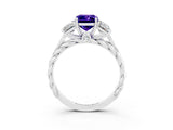 White gold Three-Stone Emerald Cut Tanzanite Braided Band Ring with Four-Prong Setting_39
