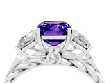 White gold Three-Stone Emerald Cut Tanzanite Braided Band Ring with Four-Prong Setting_40