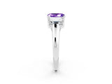 Platinum Three-Stone 2.82 Carat Emerald Tanzanite Engagement Ring with Prong Setting