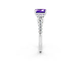 White gold Three-Stone Emerald Cut Tanzanite Pavé Band with Four-Prong Setting_2