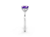 White gold Three-Stone Emerald Cut Tanzanite Ring with Pear  Side Stones in Four-Prong Setting_14